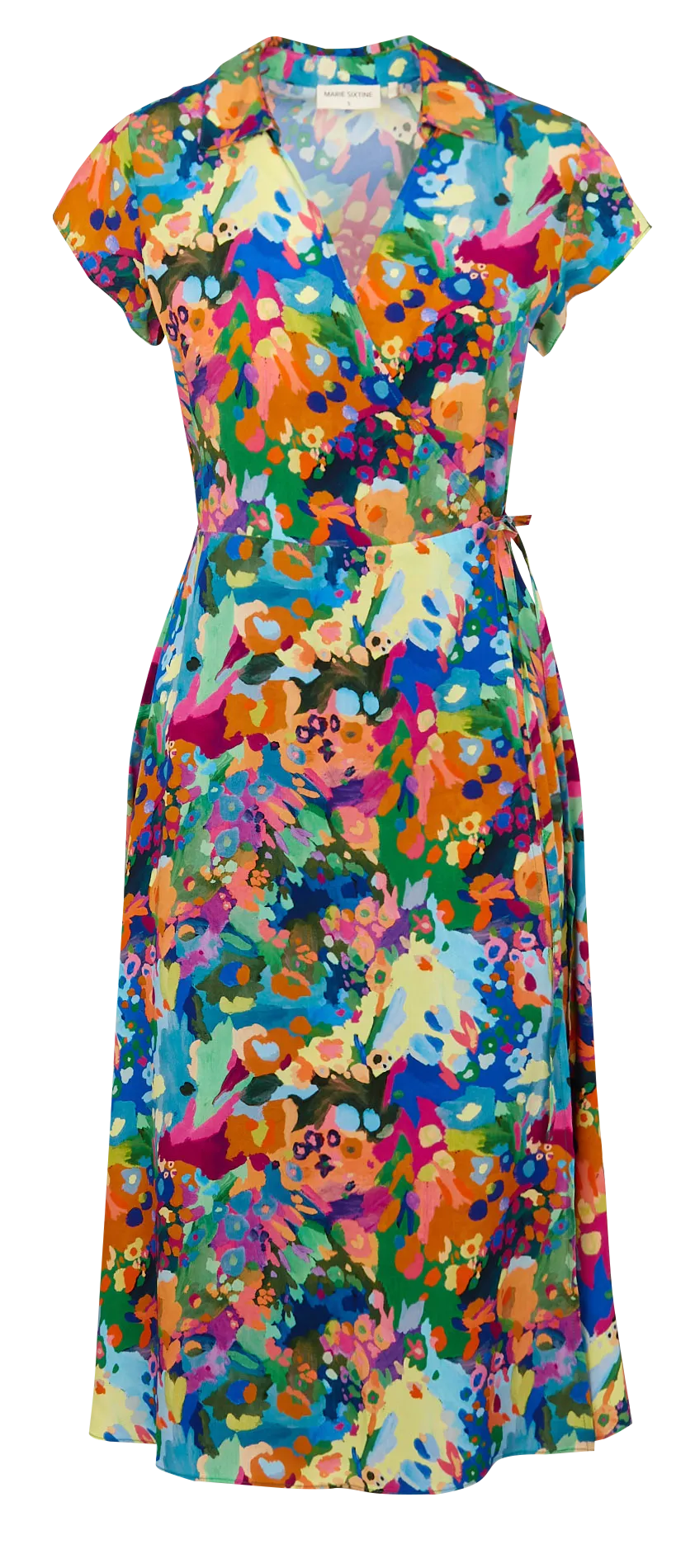 AVIVA - Vestido midi cruzado estampado en multicolor