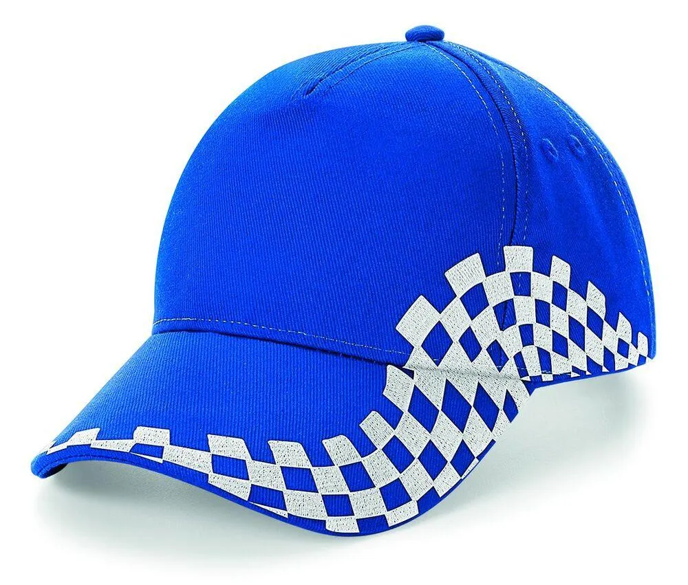 Beechfield BF159 - Gorra visera Grand Prix - White/Damier Black