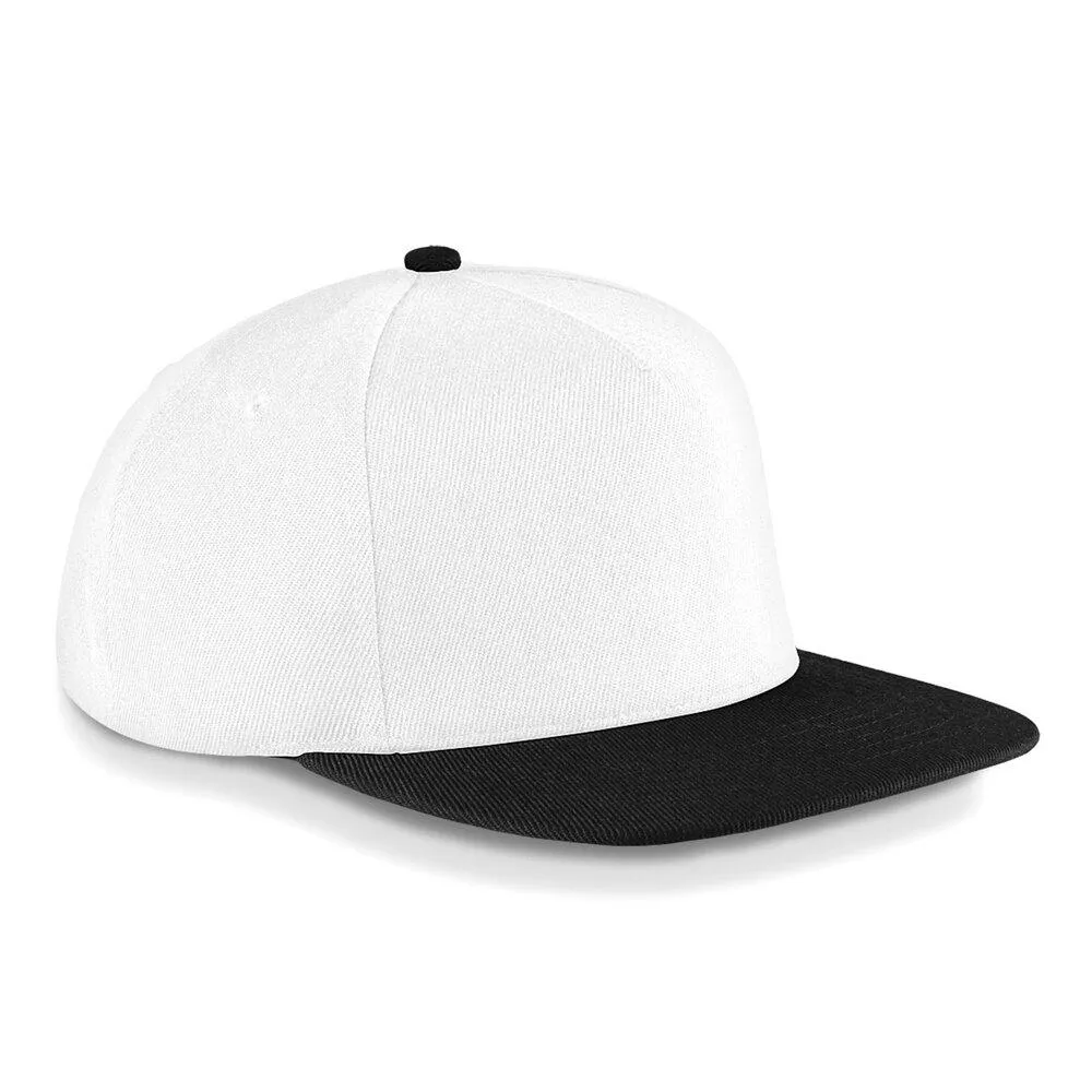 Beechfield BF660 - Gorra visera plana Original Peak Snapback - Blanco / Negro