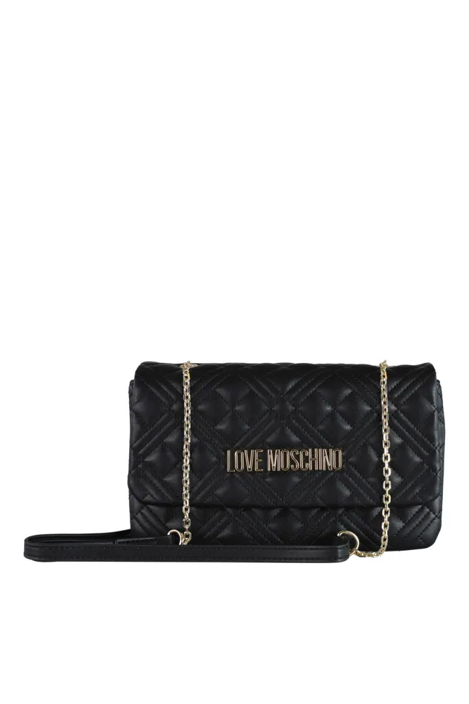 Bolso bandolera negro rectangular con logo 