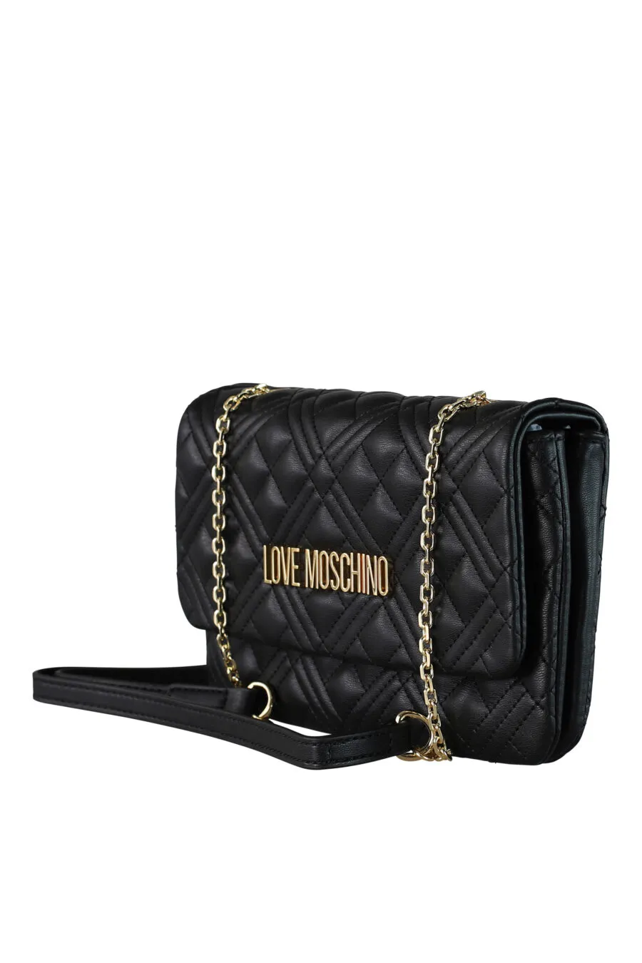 Bolso bandolera negro rectangular con logo 