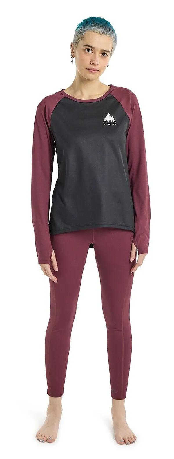 camisa Burton Roadie Base Layer Tech LS - True Black/Almandine - women´s