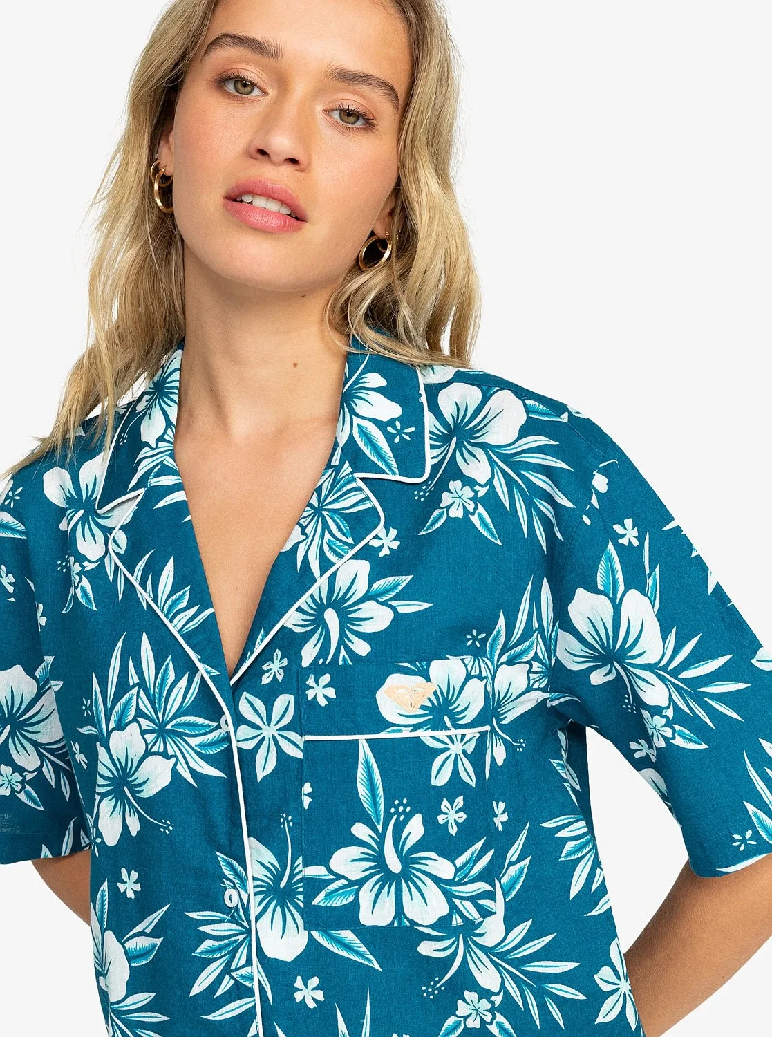 camisa Roxy Life Button Up Mai Tai - BSK6/Moroccan Blue Alahia - women´s