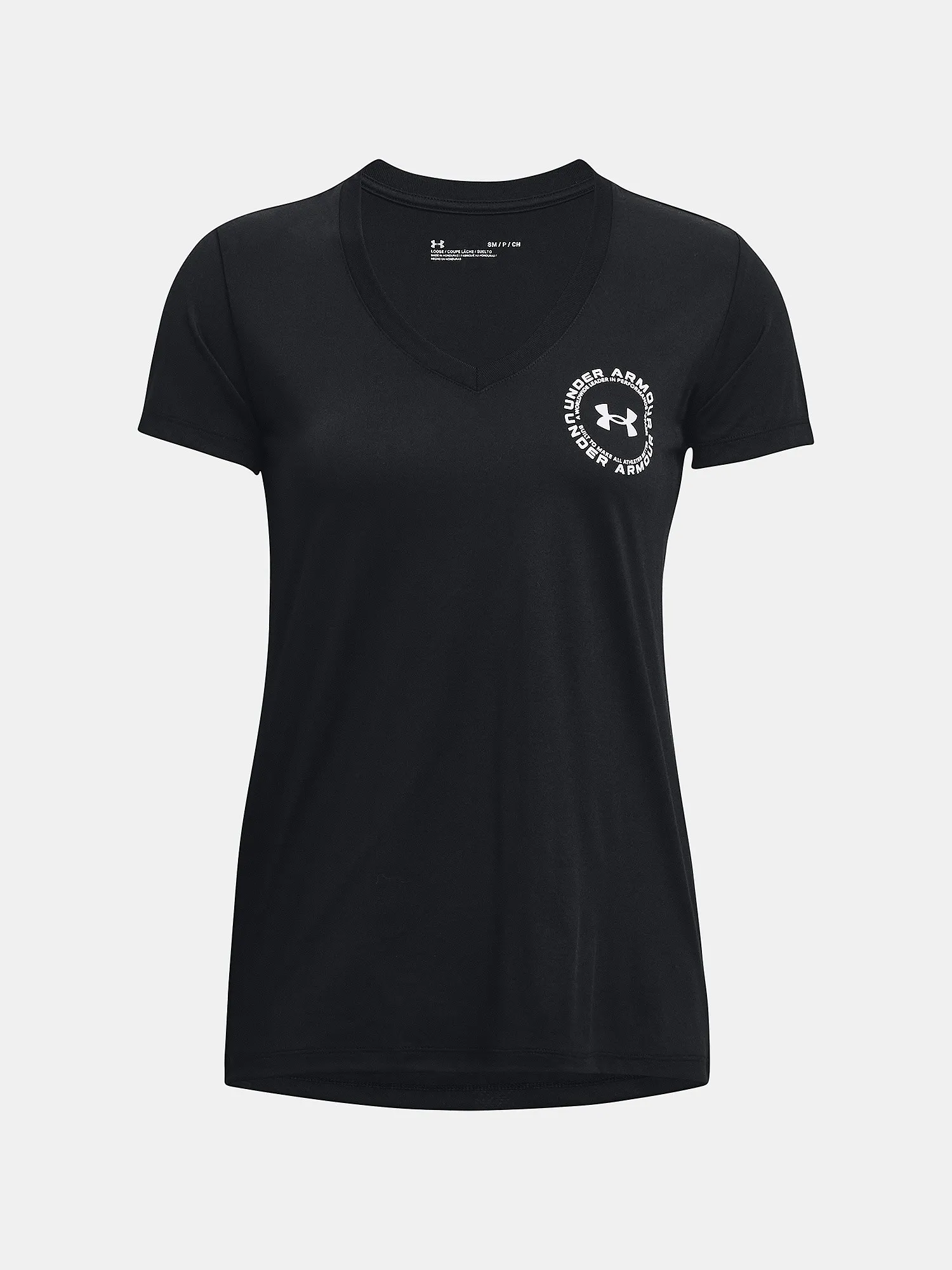 camisa Under Armour Tech Solid LC Crest SSV - Black/White - women´s