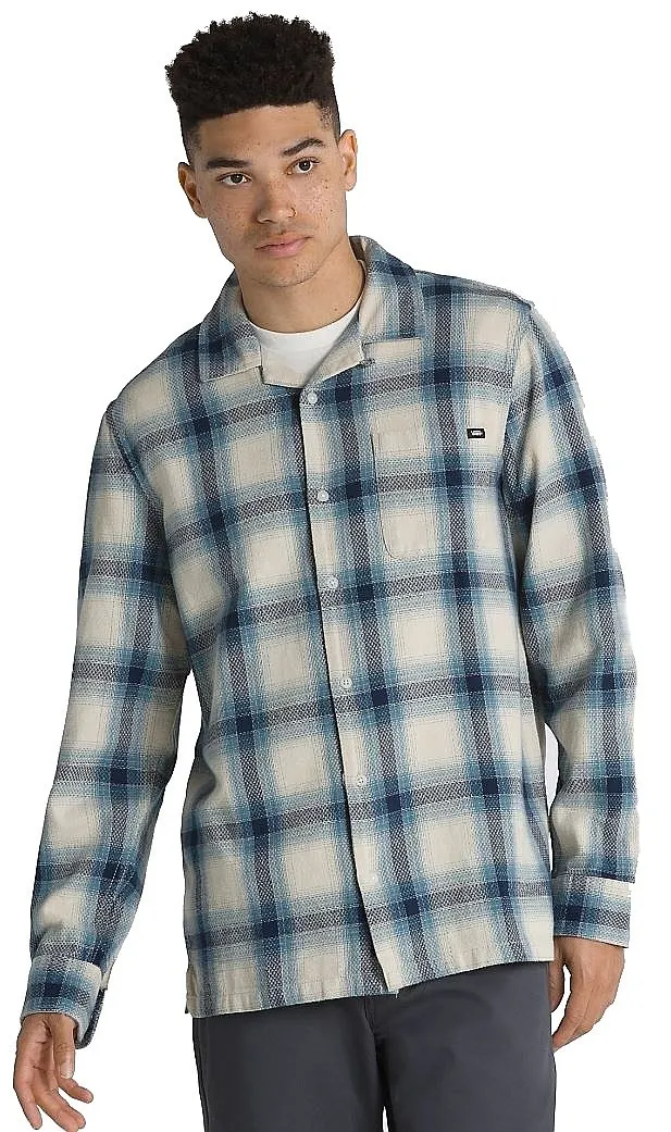 camisa Vans Krug Woven LS - Oatmeal/Dress Blues - men´s