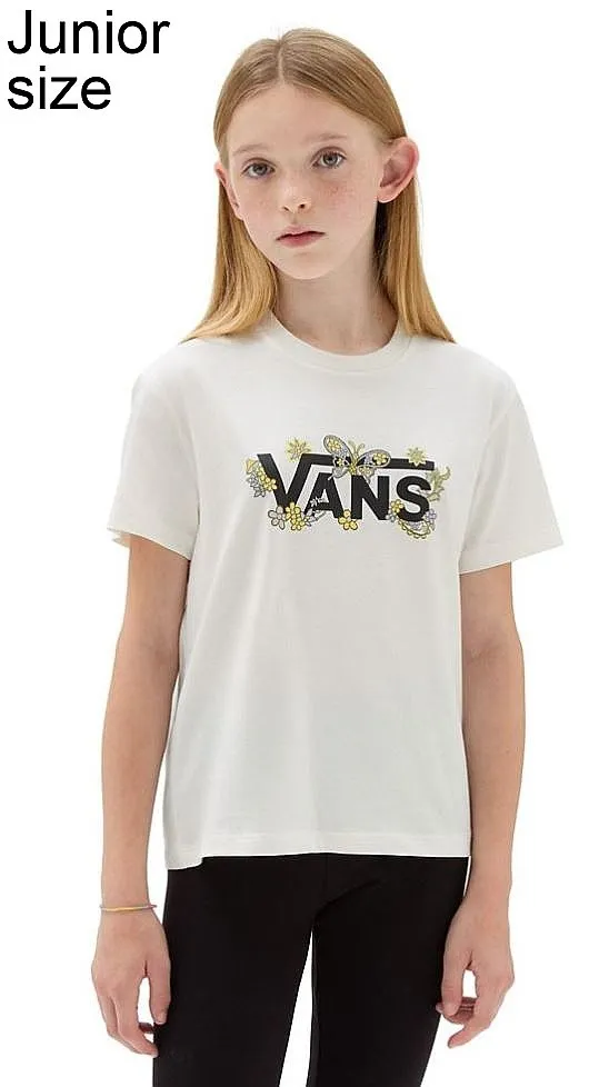 camisa Vans Trippy Floral Crew - Butterfly Checkrbrd Marshmallow - girl´s