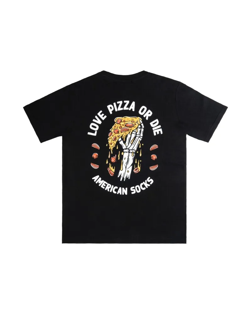 CAMISETA AMERICAN SOCKS NEGRA LOVE PIZZA OR DIE TEE