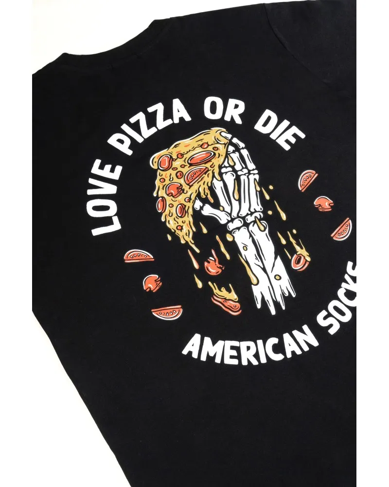 CAMISETA AMERICAN SOCKS NEGRA LOVE PIZZA OR DIE TEE