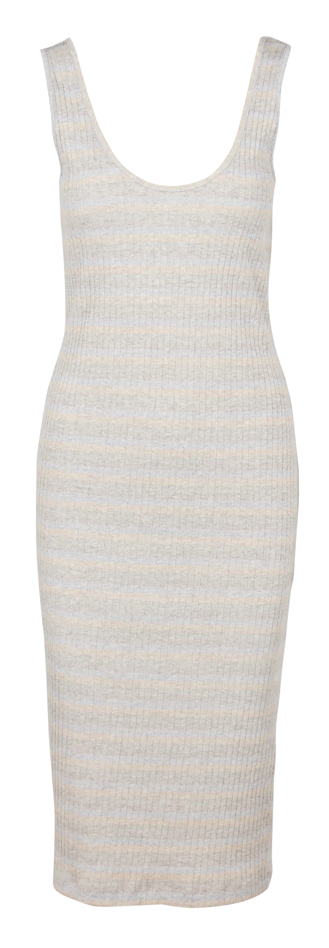 DUHA - Vestido midi de rayas en gris