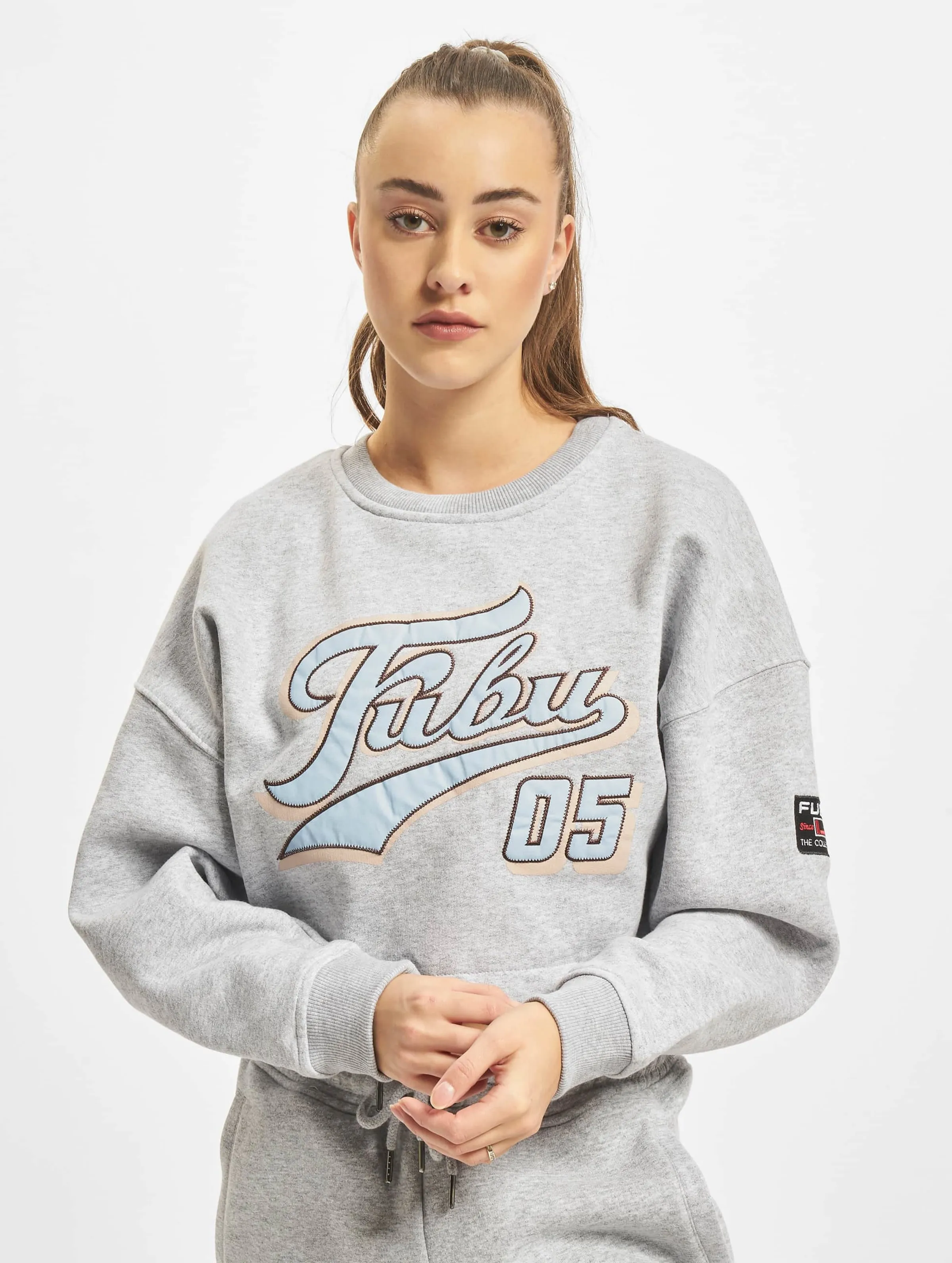 Fubu Varsity Short Crew Sweatshirt Heather