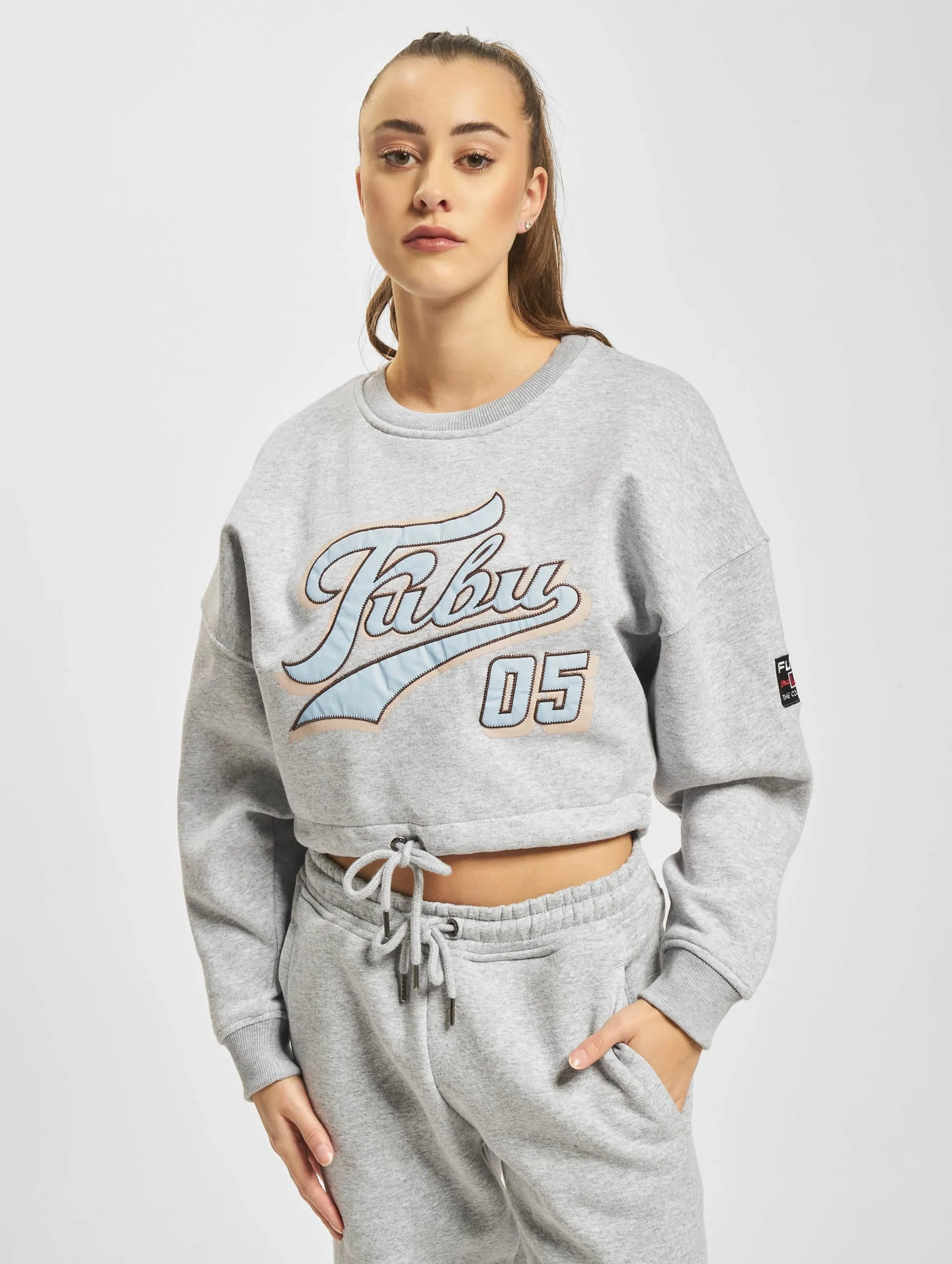 Fubu Varsity Short Crew Sweatshirt Heather