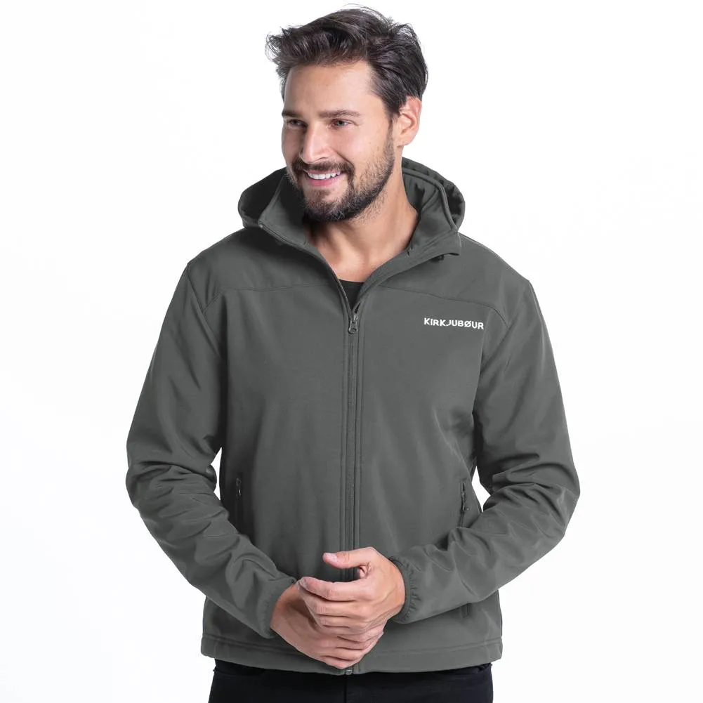 KIRKJUBØUR® "Hestur" Hombre Chaqueta SOFTSHELL 10.000 mm columna de agua gris