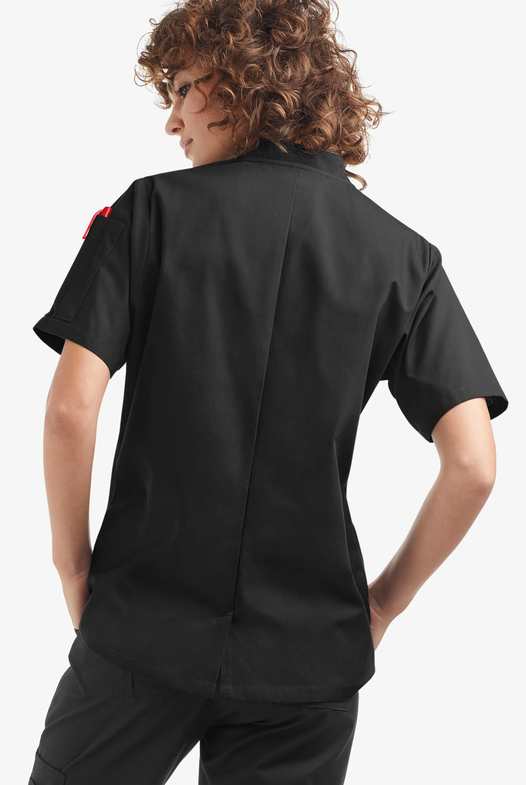 LIGHTWEIGHT Women's 1-Pocket Short Sleeve Double Breasted Chef Coat