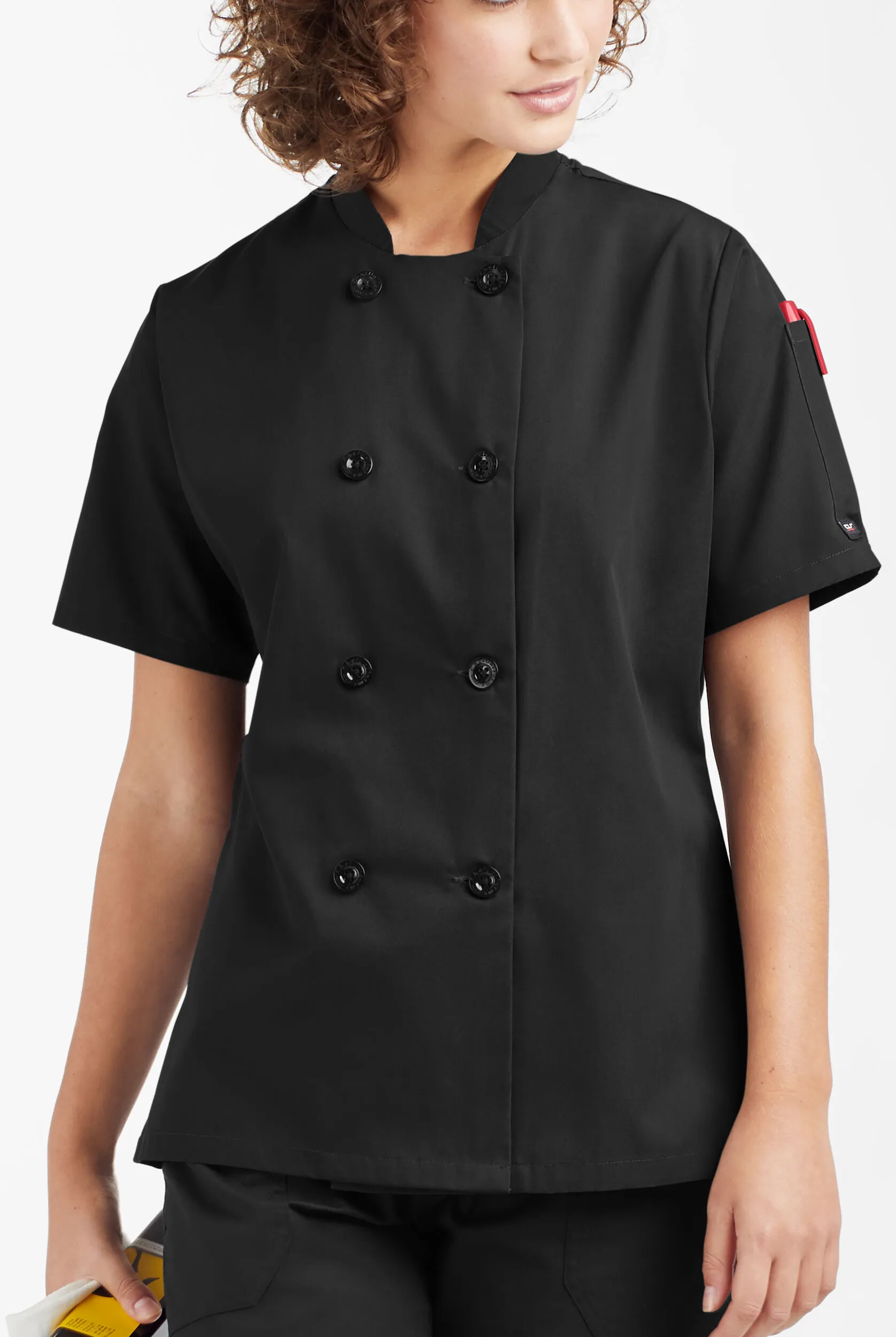 LIGHTWEIGHT Women's 1-Pocket Short Sleeve Double Breasted Chef Coat