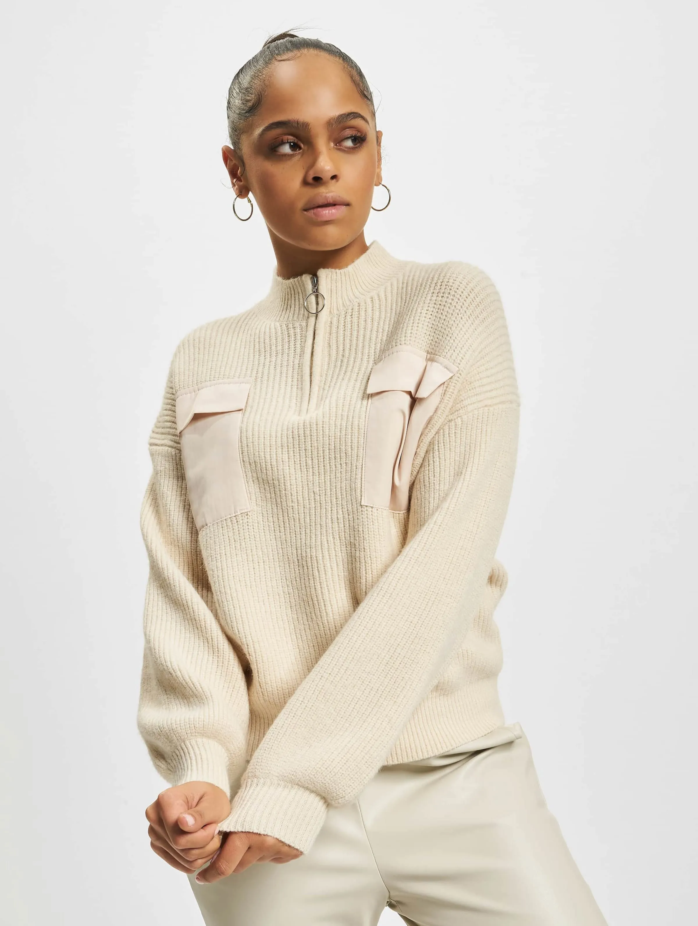 Only Petra Zip Highneck Sweatshirt Pumice