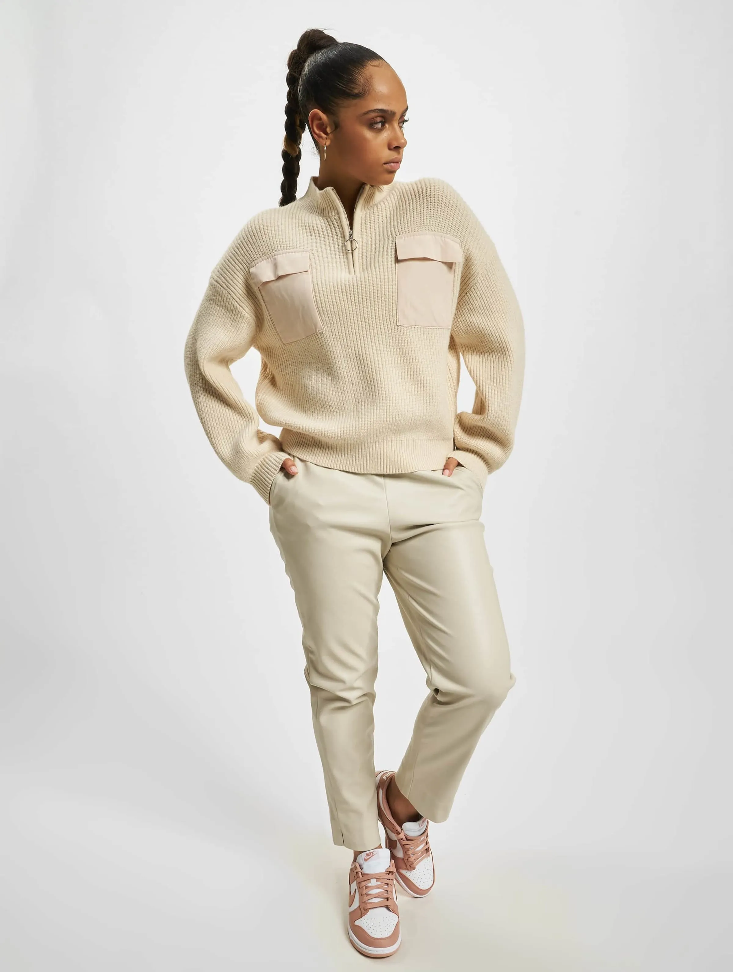 Only Petra Zip Highneck Sweatshirt Pumice