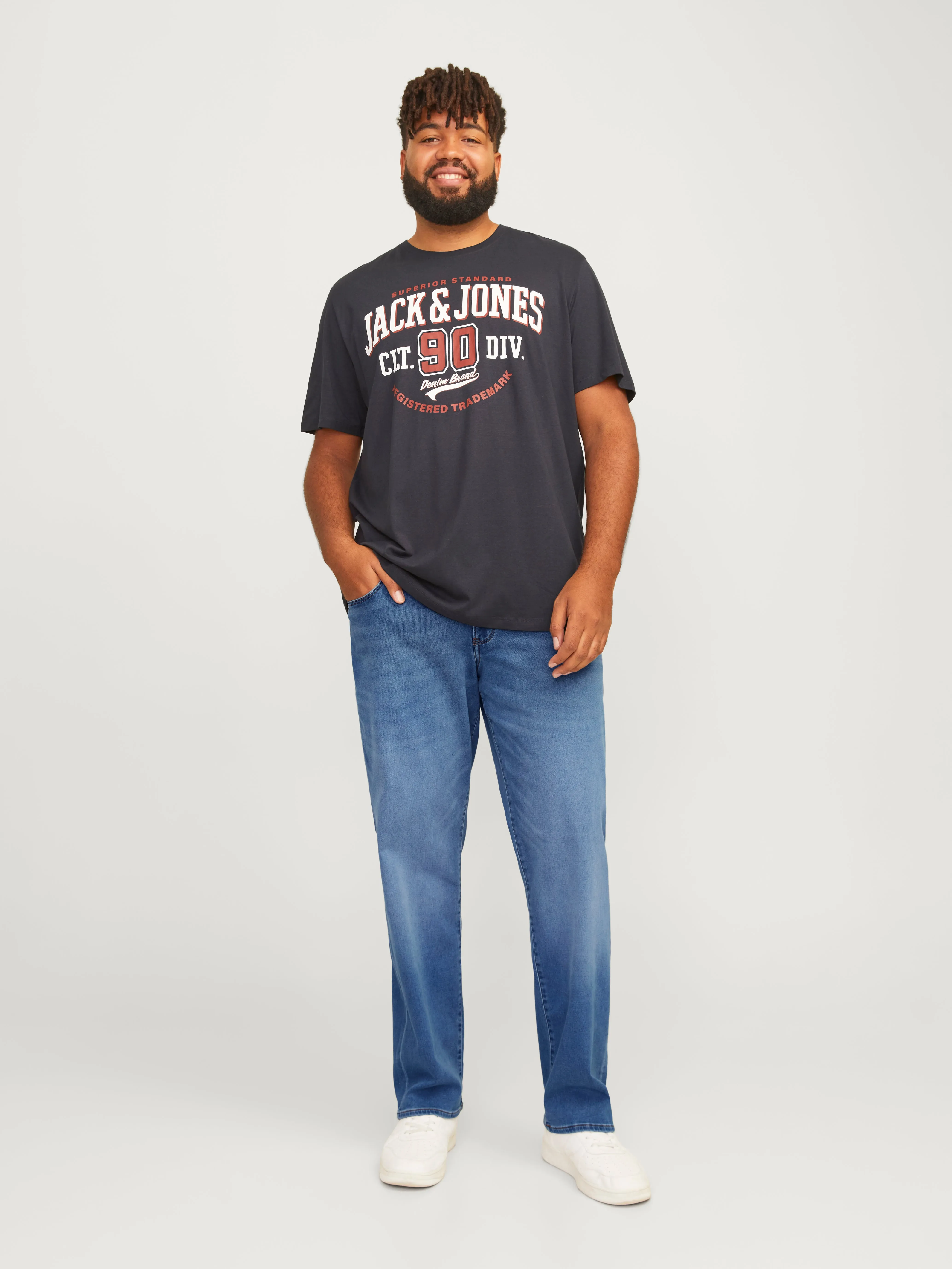 Plus Size JJIMIKE JJICON I.K. SQ 027 PLS Vaqueros de corte tapered | Azul intermedio | Jack & Jones®