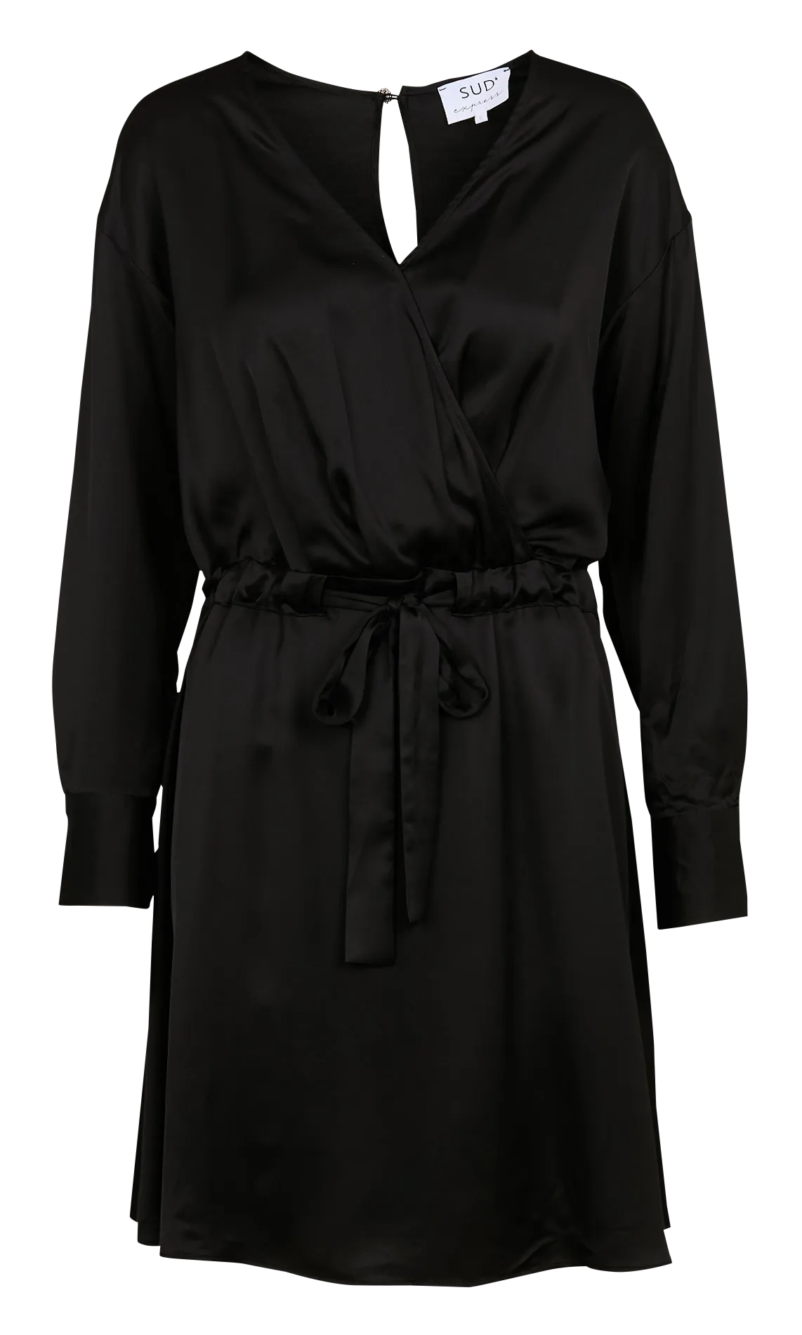 RAOBI - Vestido corto satinado en negro