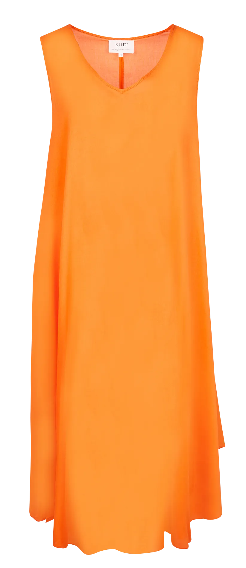 RIMITI - Vestido midi holgado sin mangas en naranja