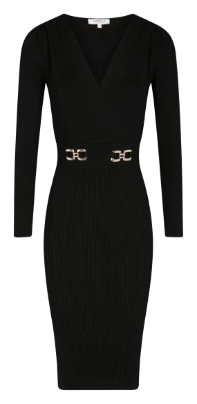 RMBIZ - Vestido midi de punto en negro