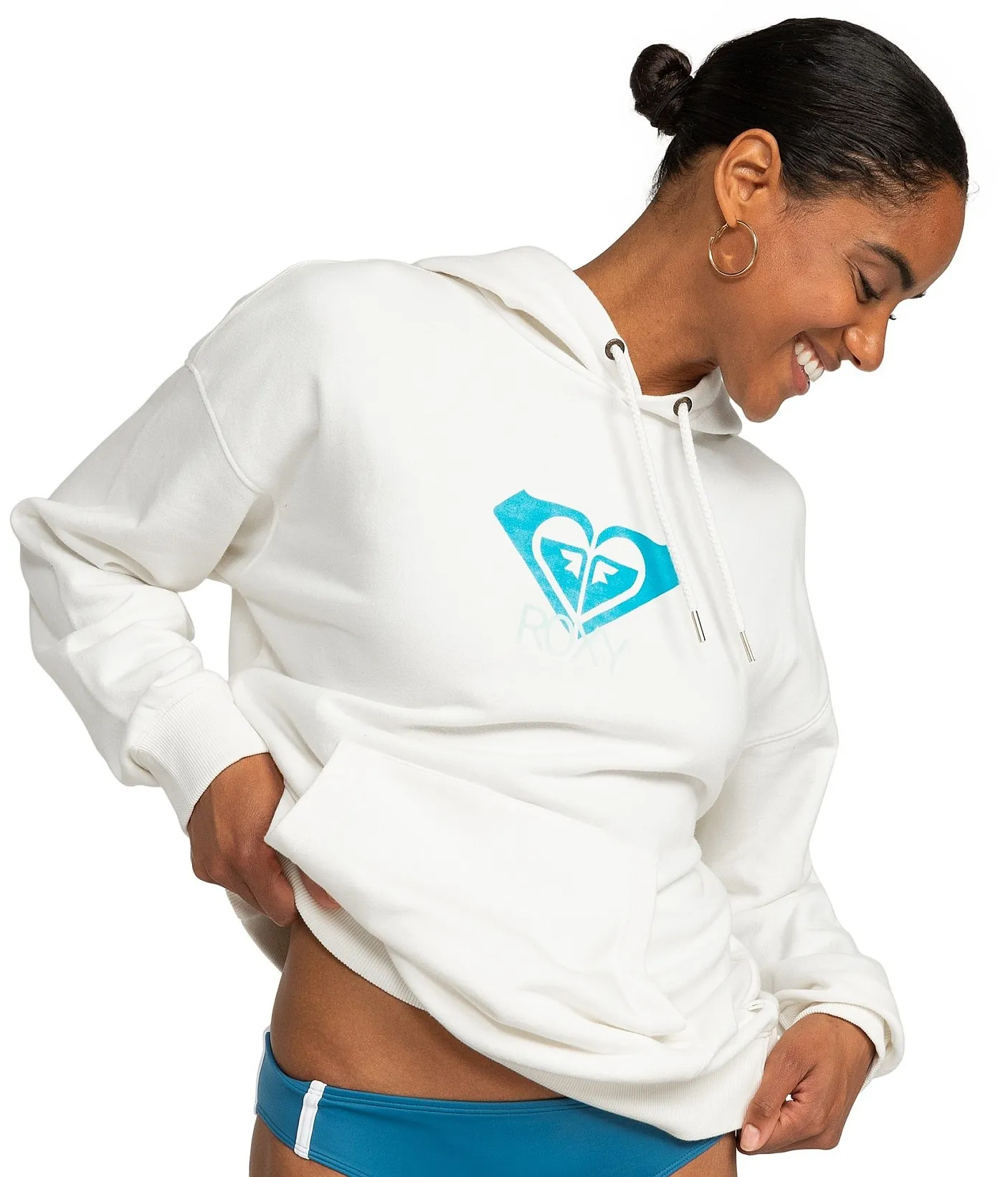 sudadera Roxy Life Warm Blue Hug - WBK0/Snow White - women´s