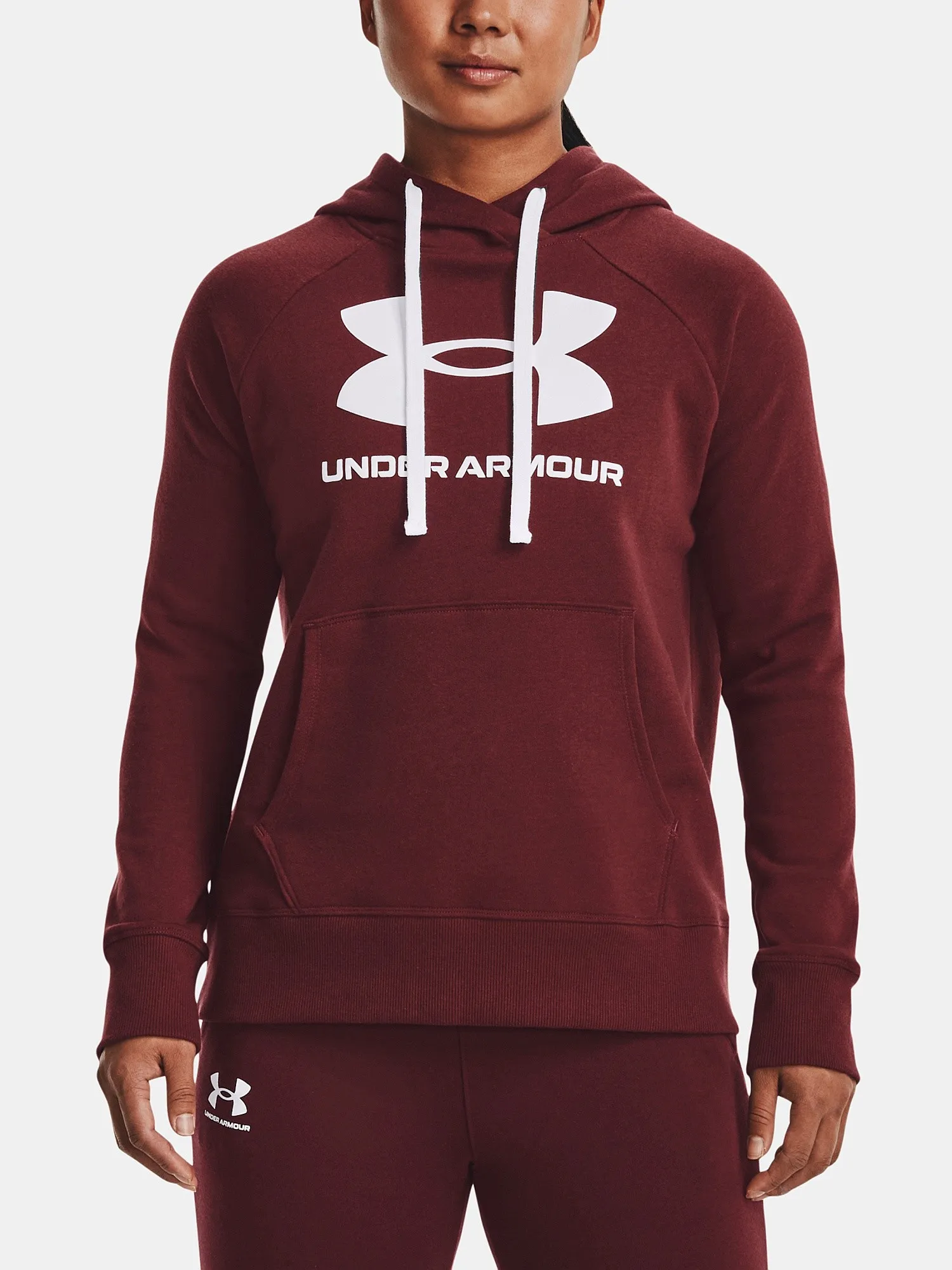 sudadera Under Armour Rival Fleece Logo - Chestnut Red/White - women´s