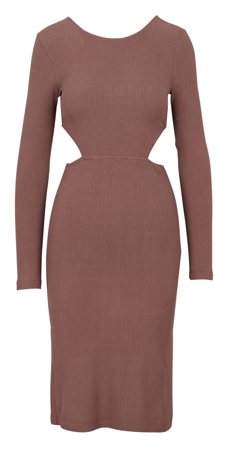 SUNNY DAY - Vestido midi ajustado de punto en marron