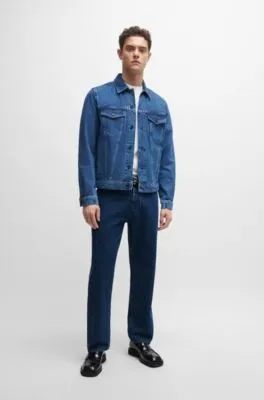 Vaqueros relaxed fit de denim rígido azul