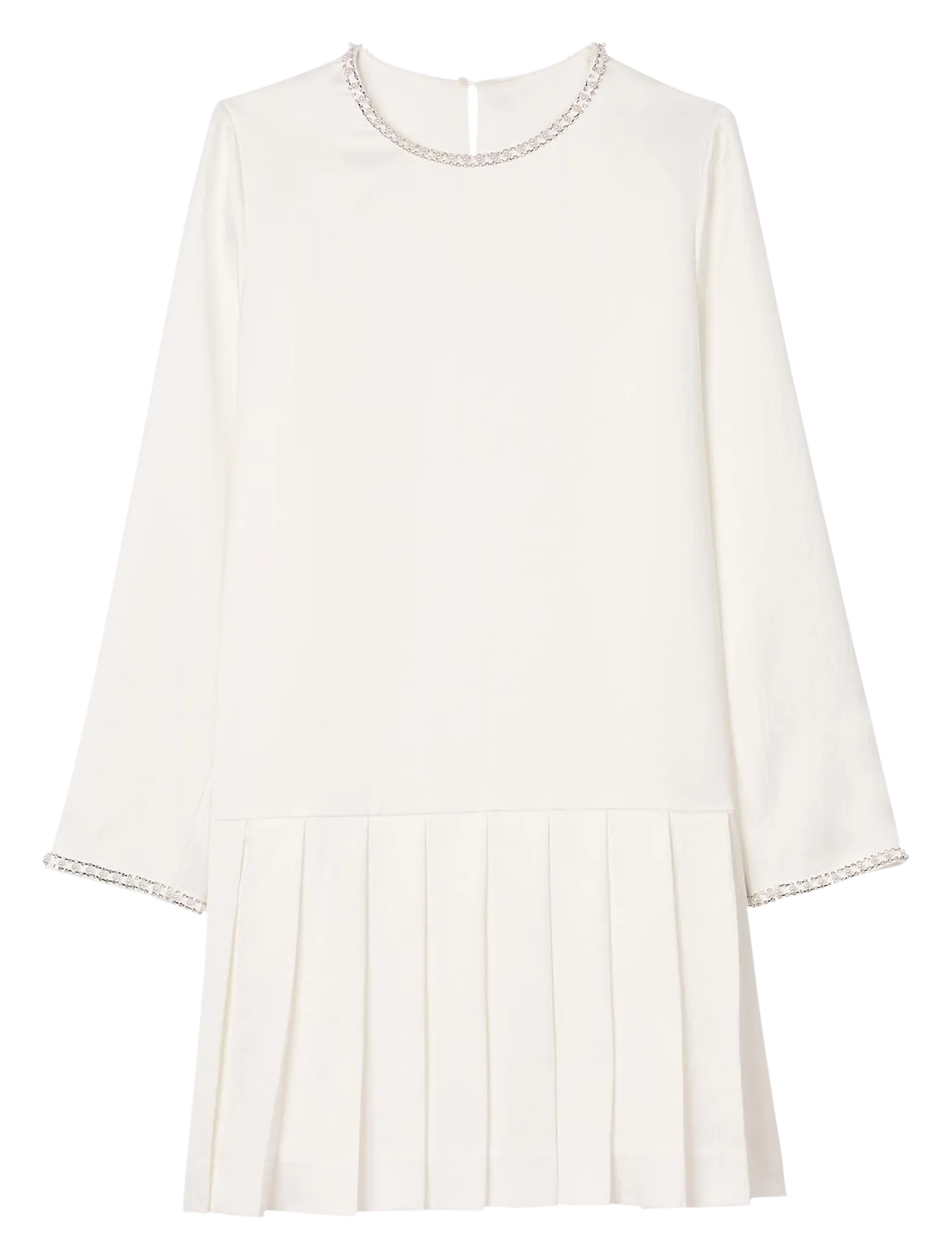 Vestido midi con cuello redondo en blanco